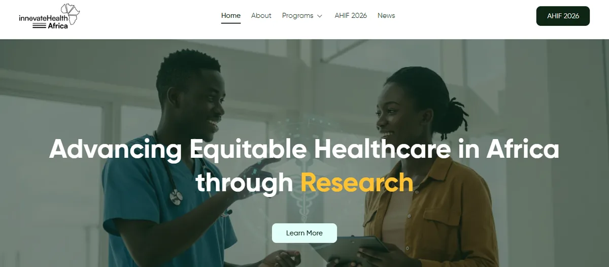 Innovate Health Africa website hero screenshot